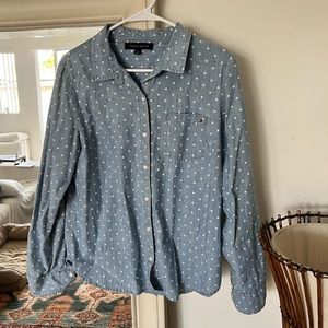 Tommy Hilfiger Chambray Polka Dot Button Up Shirt